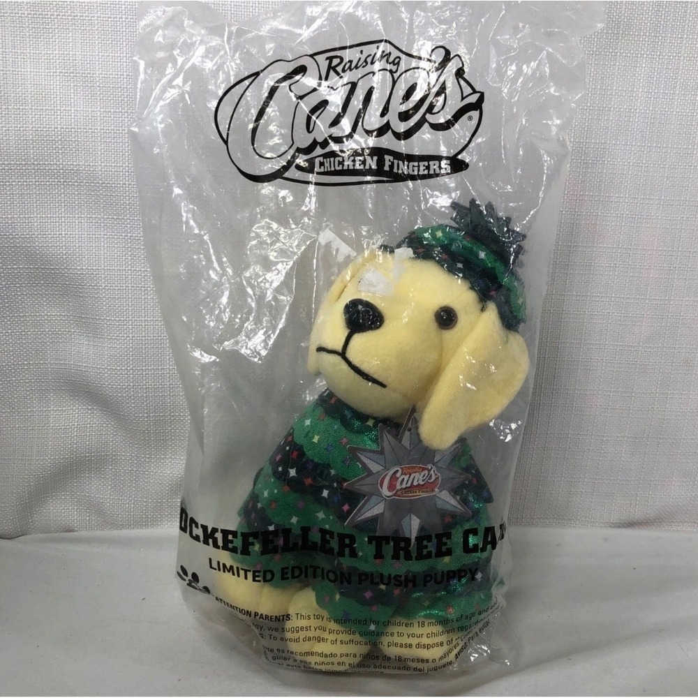 Raising Canes Rockefeller Tree Cane Limited Edition Plush Puppy Dog 2023 New